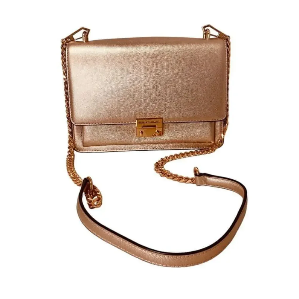 Rebecca Minkoff ‘christy’ Metallic Leather Shoulder Bag in rose gold